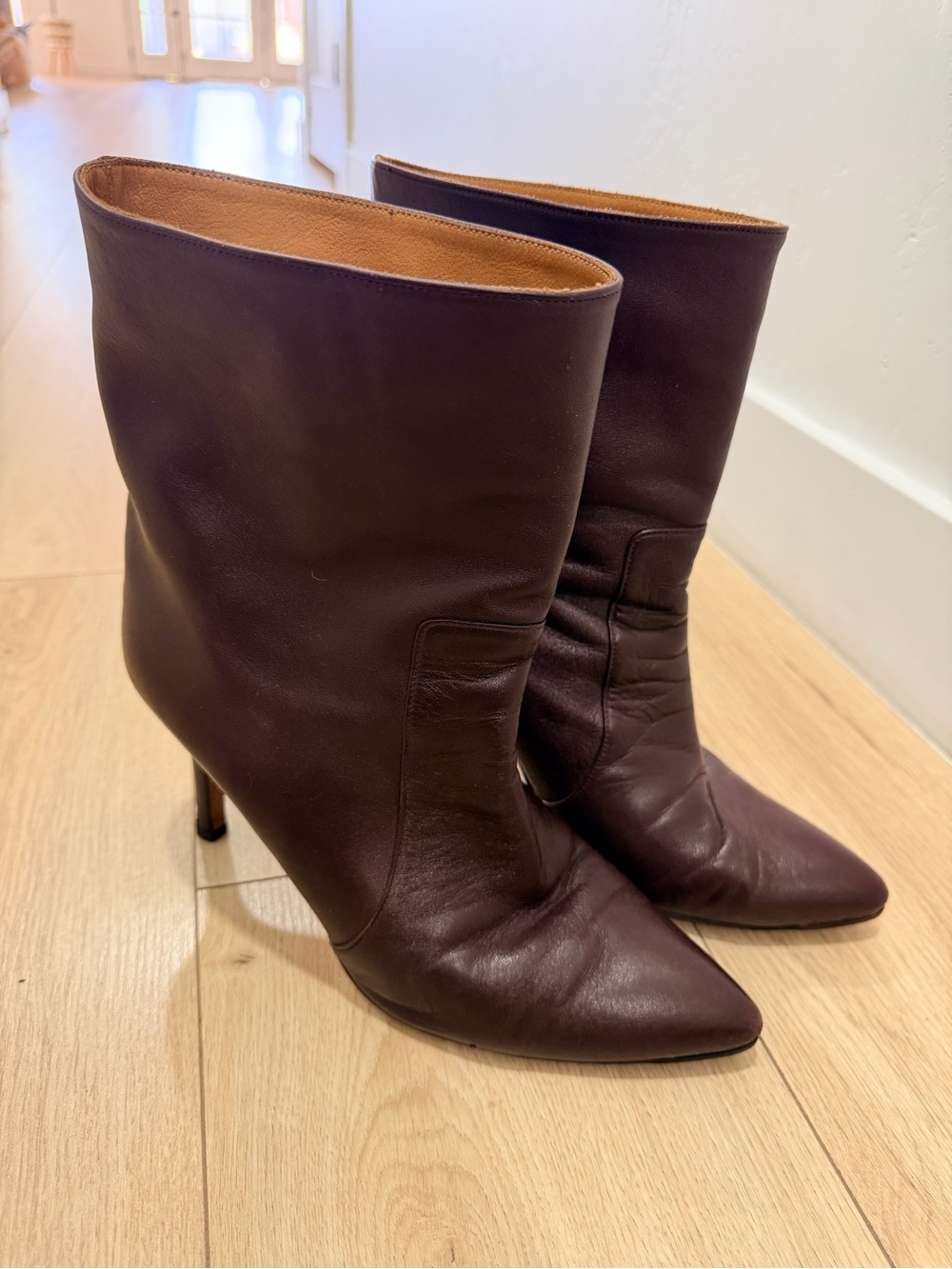 Toral Burgandy Pointed Leather Boots